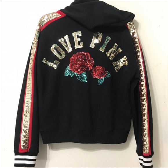 ❌SOLD❌ VS PINK rose bling hoodie - Picture 1 of 7